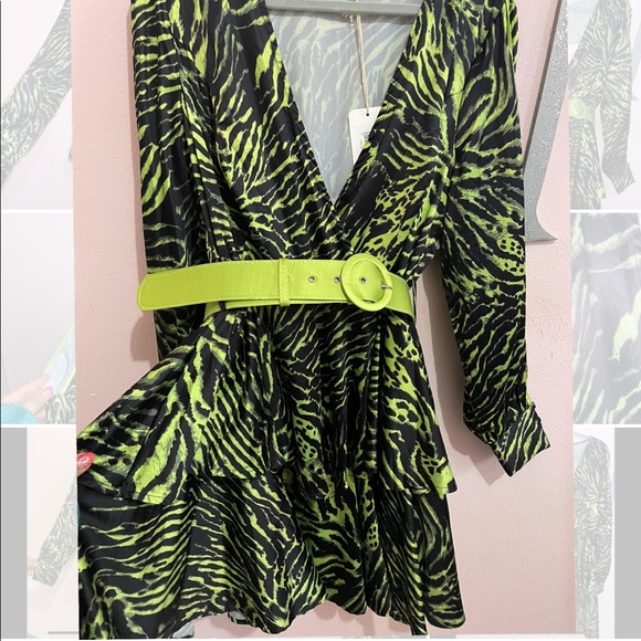 Dress L’ATISTE by Amy, green and black zebra print, size 1XL - Picture 2 of 4
